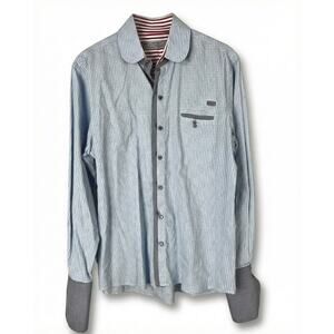 John Lennon Mens M Mod Rocker Retro Music British Check French Cuff Button Shirt